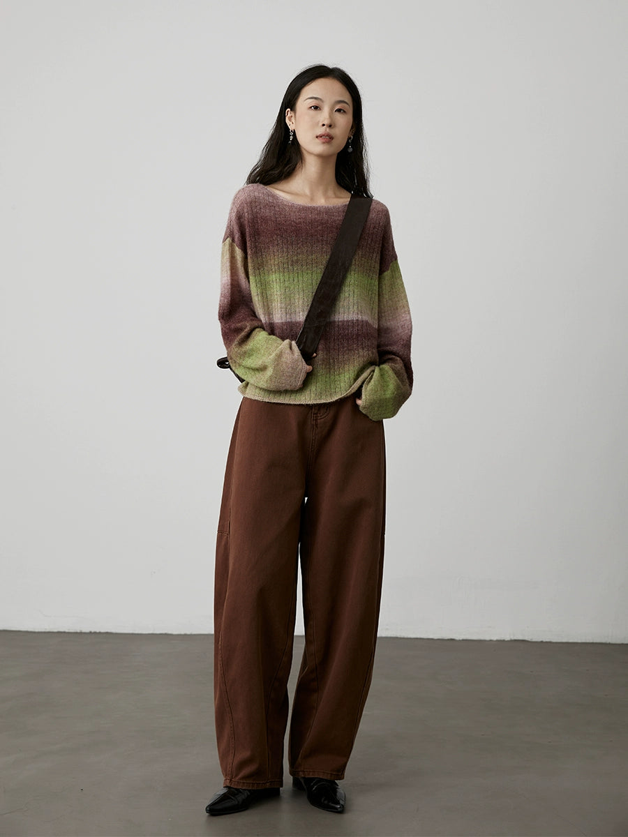 [Succulent grapes] CAREMIND soft mist feeling gradual change sweater loose short soft skin-friendly knitted top women