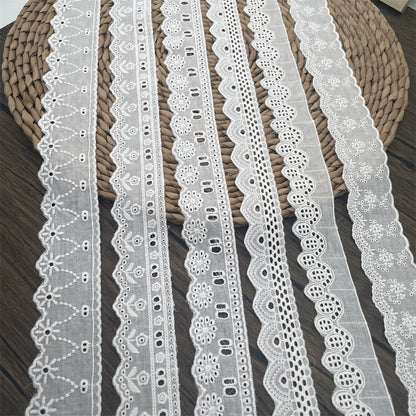 3797 Tela de algodón puro de alta calidad con borde hueco y encaje ondulado, ropa de muñeca DIY, falda, ropa, empalme, accesorios para el hogar