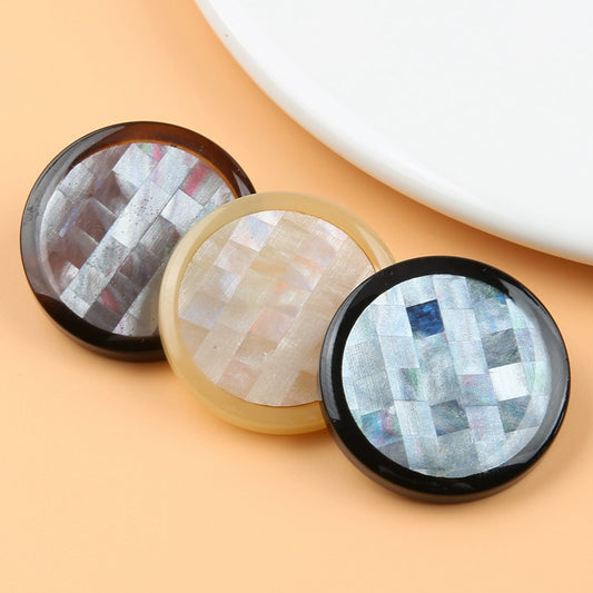 3244★  Shell pattern round button coat trench coat high-end button top women's clothes sweater decorative size button accessories