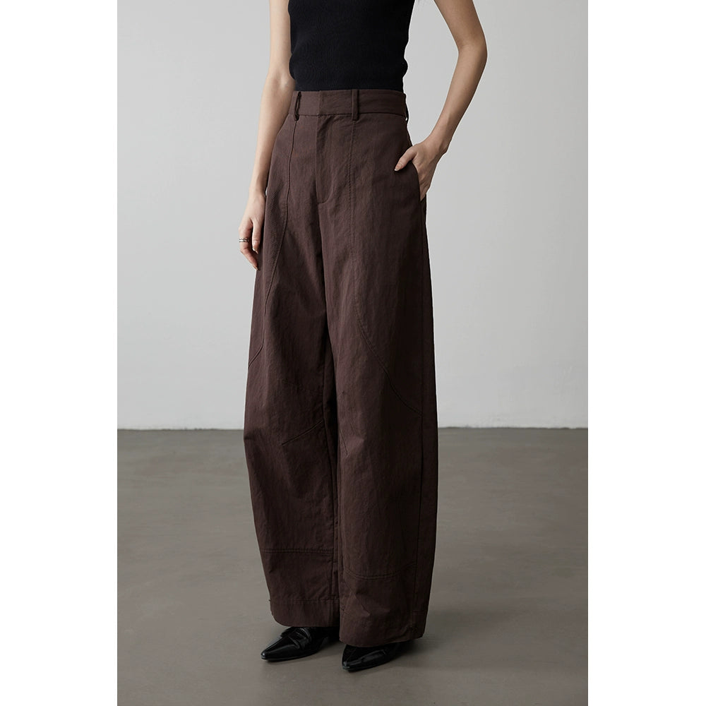 [Pantalones de sándalo rojo] Pantalones casuales de cintura alta, sueltos y rectos de CAREMIND, pantalones de pierna ancha con forma de hoz americana para niños 
