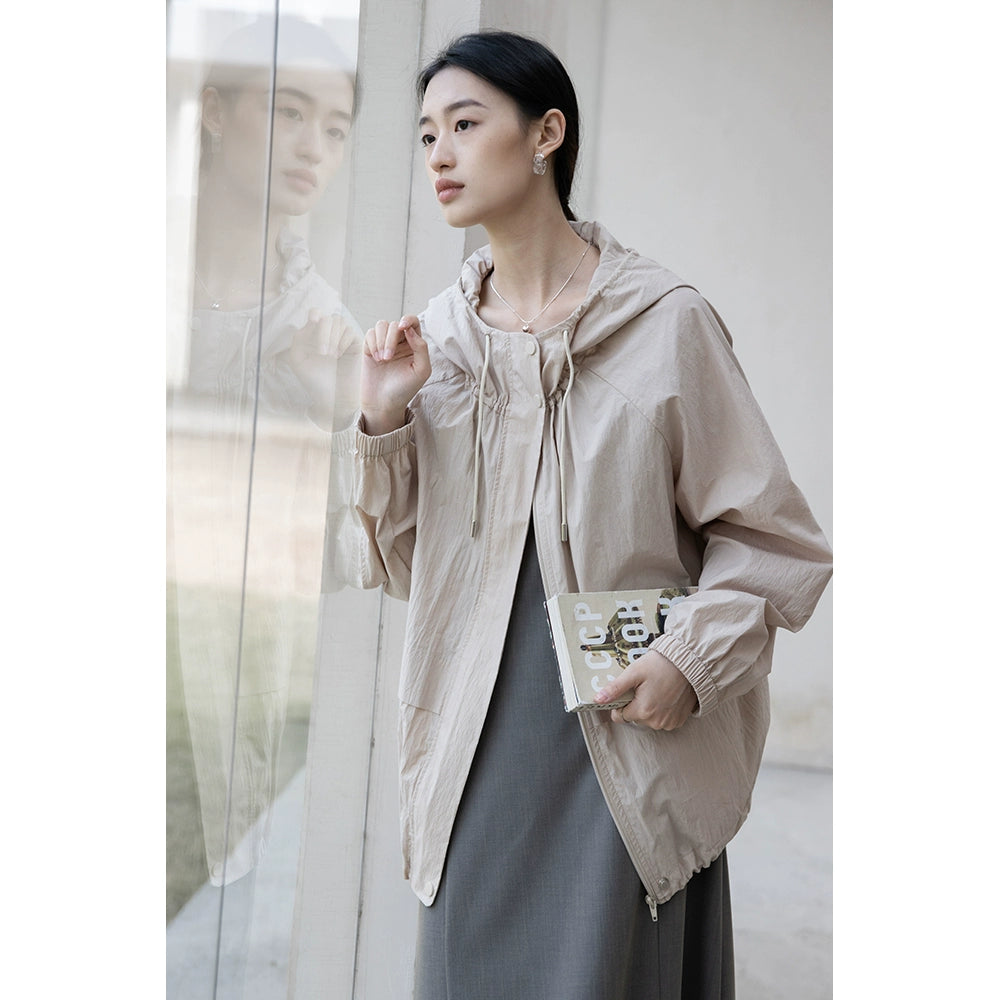 [Oferta por tiempo limitado] Chaqueta con capucha y cordón suelto CAREMIND, nueva chaqueta informal holgada de manga larga para mujer 