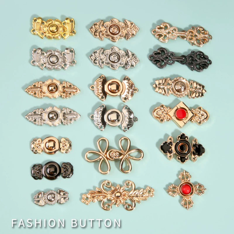 3501★ Hebilla antigua de metal para cheongsam Hanfu, hebilla antigua, hebilla de cuello con botón retro, accesorios para ropa
