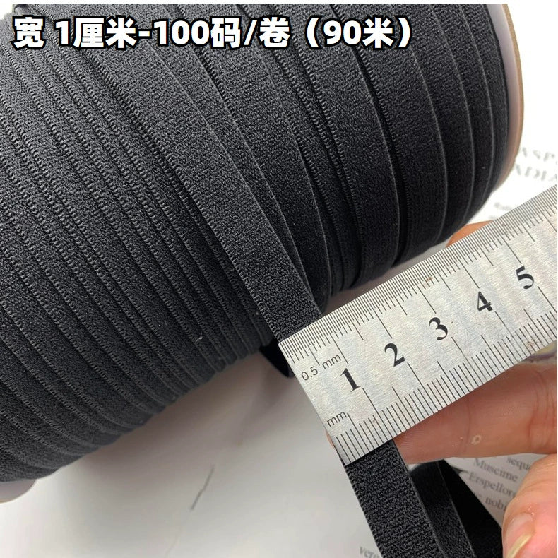 3869 1-3,8 cm banda elástica de nailon puro engrosada de gamuza negra, accesorios de alta elasticidad, cinturilla deportiva de yoga, cuerda de goma