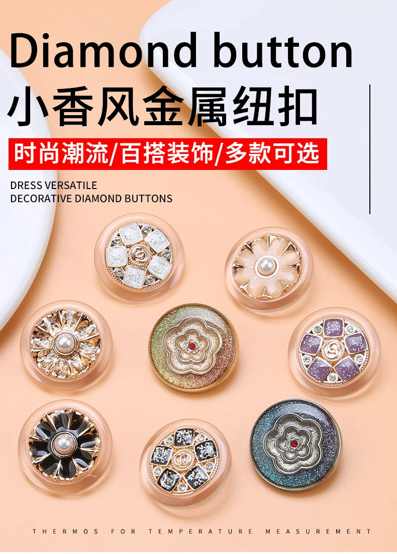 3490★ Gabardina con botones de punta de metal para mujer, botones decorativos versátiles, ropa, suéter, pijama, botones redondos grandes