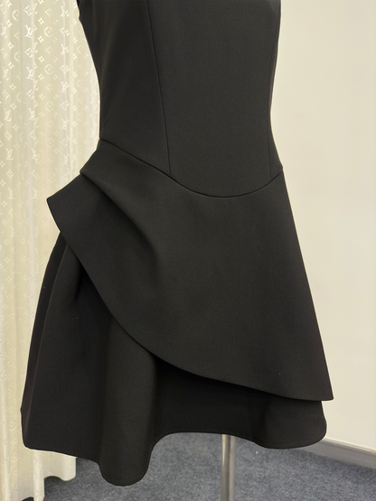 8012★  New irregular cutting rich family daughter wind miu dress small fragrant wind waist sleeveless vest skirt