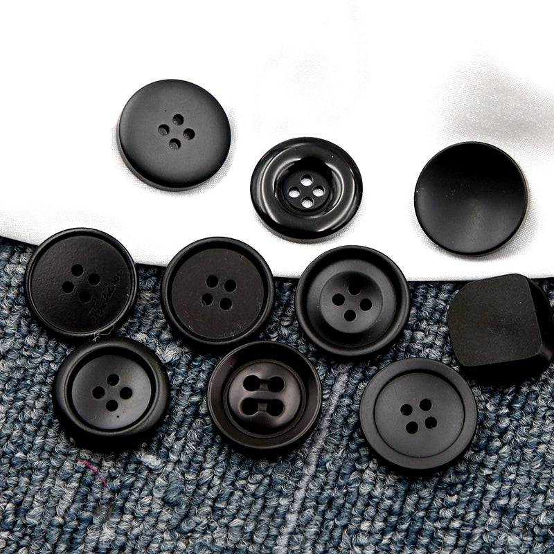 3446★ Botones redondos negros para abrigo, moda femenina, versátil, de lana, para suéter, chaqueta, cárdigan, gabardina, botones pequeños