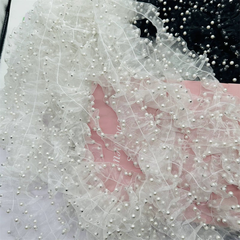 3661★ Eugen hilo plisado perla encaje accesorios de cuentas cinturón de encaje decorativo material ropa boda tocados ropa de bebé encaje