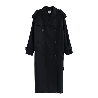 CAREMIND [Actualización de la tienda de la ciudad] Chaqueta cortavientos negra de diseño de algodón de nicho para mujer, productos nuevos de otoño de talla media y larga 