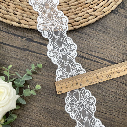 3814 Encaje simple de alta calidad para dobladillo de algodón, bordado de hilo de algodón, para manualidades, ropa, falda, empalme, materiales de boda, accesorios decorativos