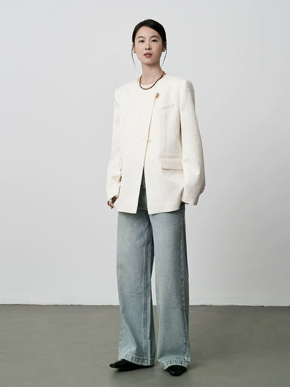 Chaqueta de traje con textura de calidad para mujer, diseño chino, color albaricoque blanco, de CAREMIND 