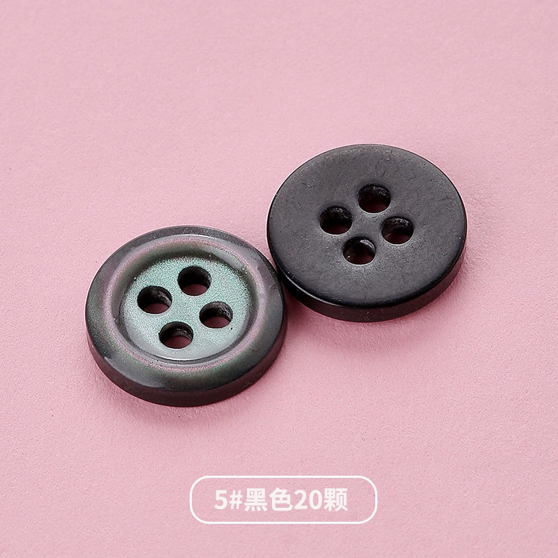 3354★  Shirt Buttons White Black Men's Round Cardigan Chiffon Shirt Top Cuffs Pearlescent Buttons Resin Buttons