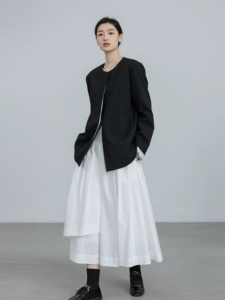 [Special price] CAREMIND original design, black collarless suit design sense jacket women