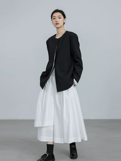 [Special price] CAREMIND original design, black collarless suit design sense jacket women