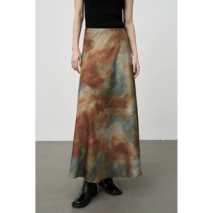 [Big Fish and Begonia] Falda de cintura alta con efecto tie-dye original de CAREMIND 2024 nueva falda fina y súper hermosa 