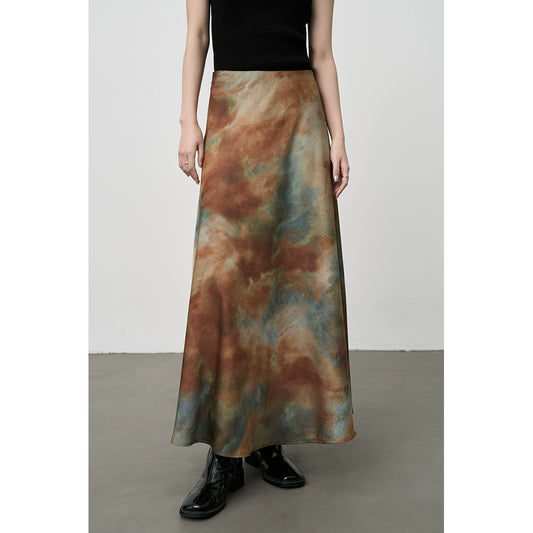 [Big Fish and Begonia] Falda de cintura alta con efecto tie-dye original de CAREMIND 2024 nueva falda fina y súper hermosa 