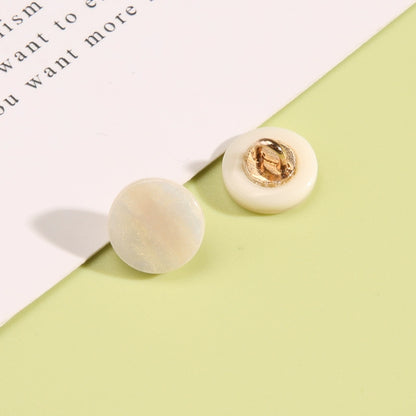 3331★  Round high-end men's and women's white shirt decorative button cardigan shirt cuffs neckline versatile button chiffon buttons