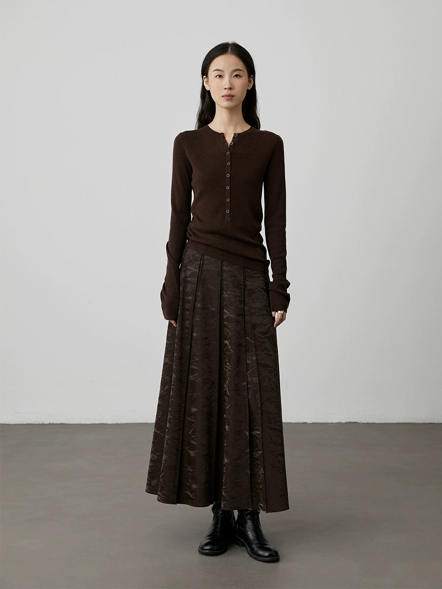 [Serrated leather skirt] CAREMIND new Chinese style horse face skirt retro dark pattern jacquard a-word skirt