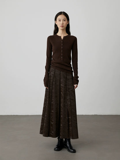 [Serrated leather skirt] CAREMIND new Chinese style horse face skirt retro dark pattern jacquard a-word skirt