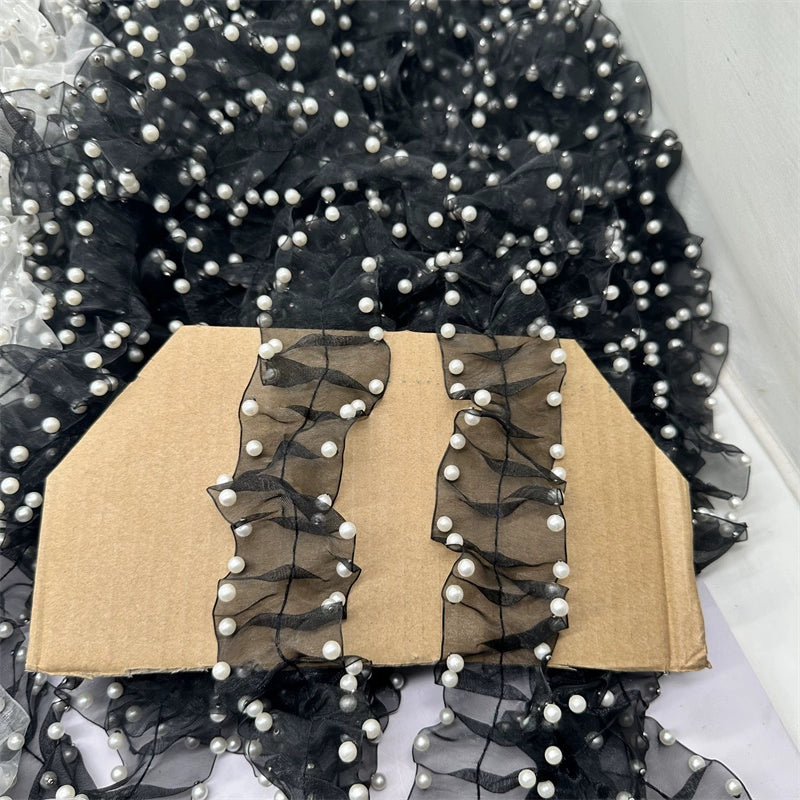 3661★ Eugen hilo plisado perla encaje accesorios de cuentas cinturón de encaje decorativo material ropa boda tocados ropa de bebé encaje