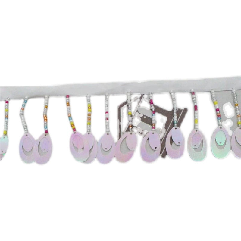 3701 Exportación, accesorios de encaje con cuentas y flecos de lentejuelas, tela para cortinas, bricolaje, decoración de encaje con cuentas hecha a mano