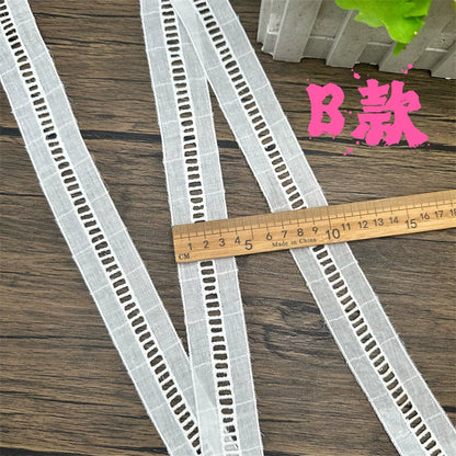 3800 Exquisito ribete de algodón puro japonés y coreano, tela de encaje bordado para escaleras, accesorios de encaje decorativos para empalme de ropa hechos a mano