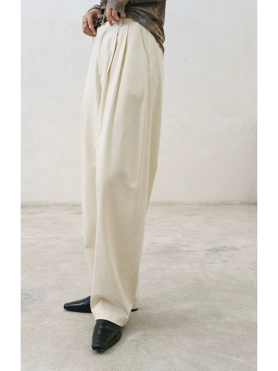 [Oferta especial por tiempo limitado] Pantalones casuales rectos de Tencel, pantalones de cintura alta, versátiles, de color sólido, pantalones drapeados y delgados 
