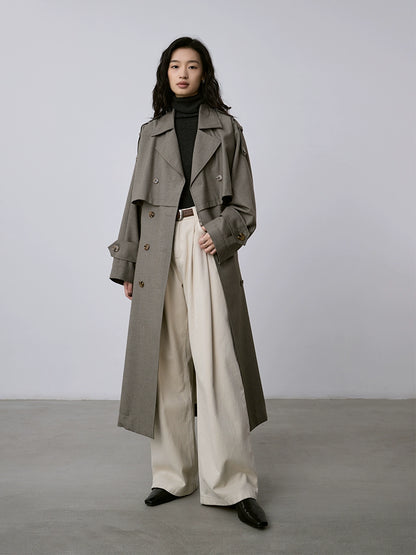 [Oferta especial por tiempo limitado] Gabardina verde mediana y larga, abrigo clásico de solapa cruzada, el abrigo de estilo británico es popular este año 
