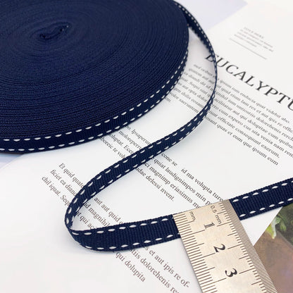 3858 Punto 0,7 cm-2,5 cm cinta jacquard azul marino cinta de punto de salto blanca ribete en el borde lateral tira de presión accesorios