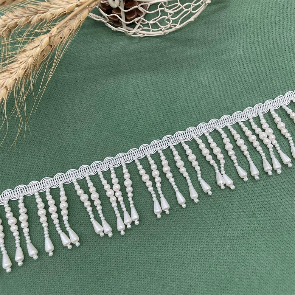 3709 Exquisito sombrero de encaje de perlas hecho a mano de estilo étnico con flecos, accesorios de encaje, accesorios de ropa de bricolaje, collar, cortina de cuentas