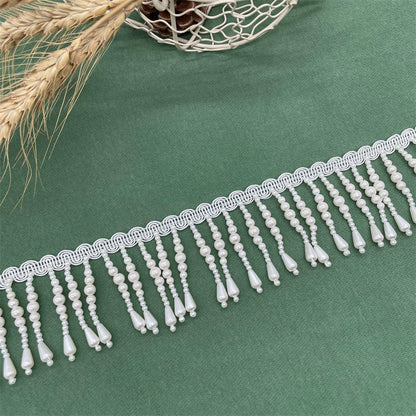 3709 Exquisito sombrero de encaje de perlas hecho a mano de estilo étnico con flecos, accesorios de encaje, accesorios de ropa de bricolaje, collar, cortina de cuentas