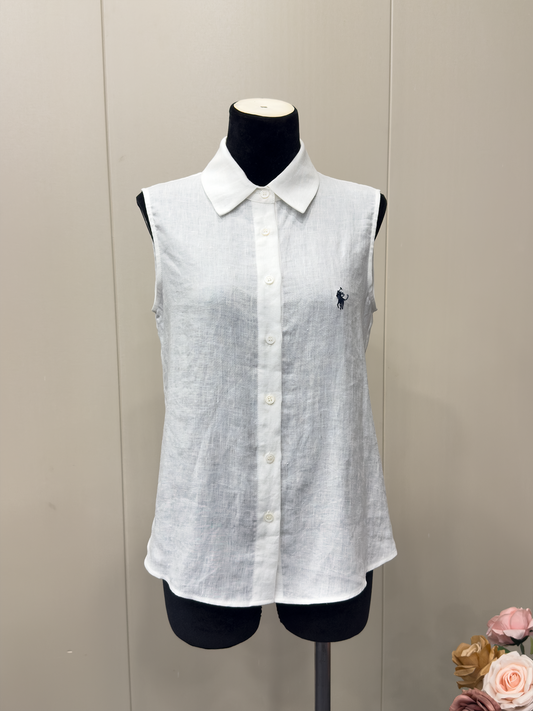 8027★ Einfaches ärmelloses Polohemd im Old Money Style für Damen, 25 neue, lässige und vielseitige Leinen-Stickerei