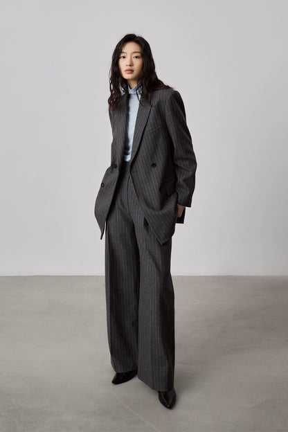 [Oferta especial por tiempo limitado] Blazer de rayas premium, pantalón de traje drapeado, para viajar con un conjunto completo de ropa 