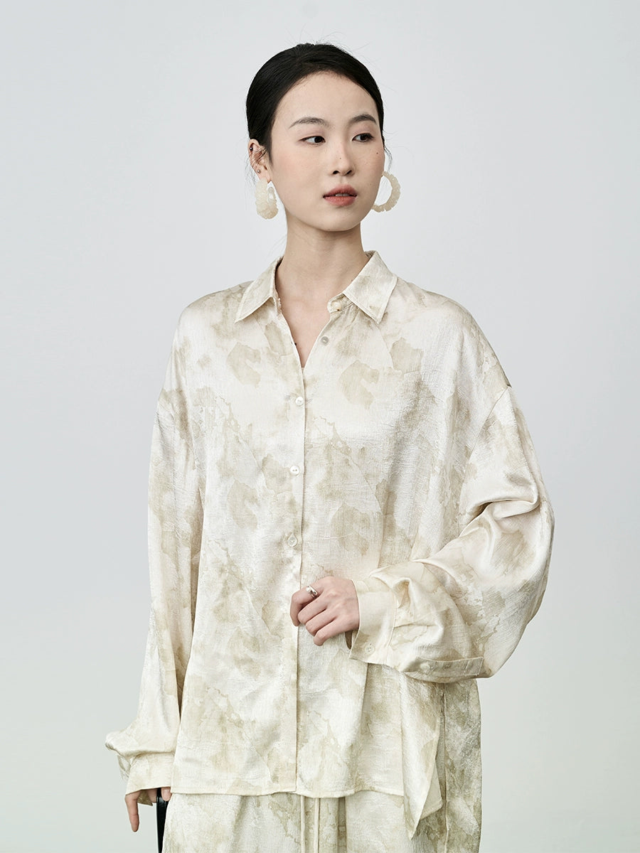 CAREMIND Nouveau costume abricot chinois, jupe à manches longues en satin à fleurs de style national, costume deux pièces pour femme