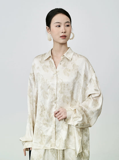 CAREMIND Nouveau costume abricot chinois, jupe à manches longues en satin à fleurs de style national, costume deux pièces pour femme