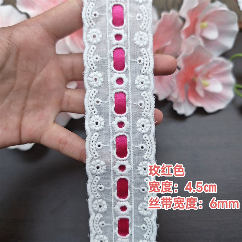 3553★ Ancho 4,5 cm Nuevo color Cinta de algodón Hilo de encaje Hecho a mano DIY Lolita Accesorios de ropa de bebé