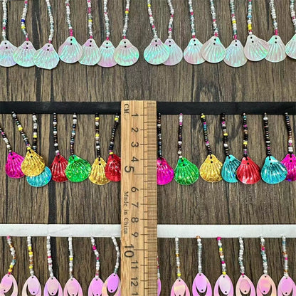 3701 Exportación, accesorios de encaje con cuentas y flecos de lentejuelas, tela para cortinas, bricolaje, decoración de encaje con cuentas hecha a mano