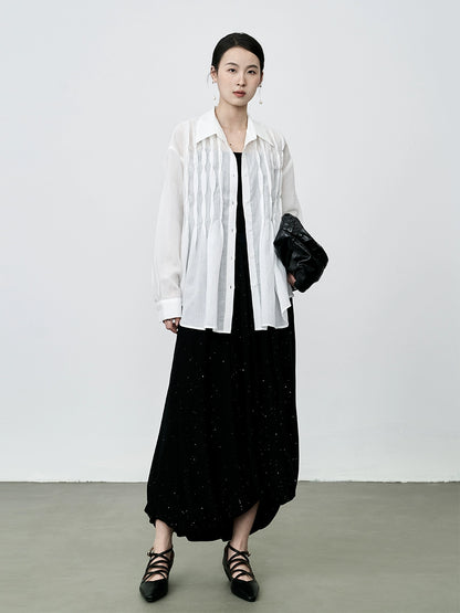 Falda fina negra estilo Hepburn de CAREMIND, falda fina irregular de lujo a la moda, ligera, para mujer 