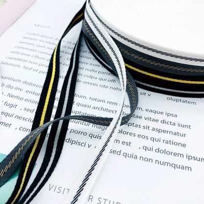 3863 Tira de cinta de sarga intercoloreada de 1 cm con ribete en el borde lateral, tira de presión, cinta jacquard, accesorios de ropa para textiles del hogar