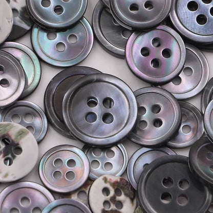 3350★  Shell Button Four Eyes Thin Edge Conch Men's and Women's Versatile Shirt Cardigan Small Button Children's Clothes Sweater Gray Black