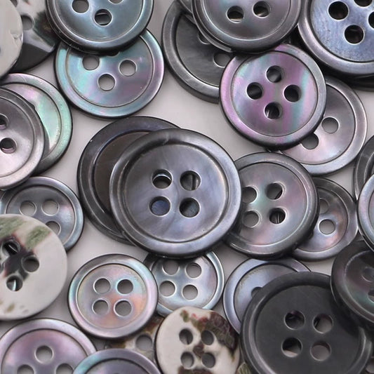 3350★  Shell Button Four Eyes Thin Edge Conch Men's and Women's Versatile Shirt Cardigan Small Button Children's Clothes Sweater Gray Black