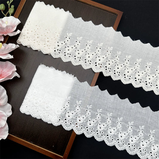 Accesorios de encaje bordado de algodón de 11 cm de ancho, hechos a mano, para faldas, escotes, cortinas, ropa de cama, materiales de decoración, 3782