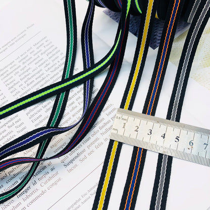 Cinta de ribete de 1 cm con rayas de colores intercolor, tira de presión para bordes de ropa, cinta de jacquard, accesorios para ropa, 3864