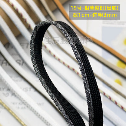 Cinta adhesiva de seda para niños, 1 cm, color dorado y plateado, para ribetes, ropa, textiles para el hogar, almohadas, etc.