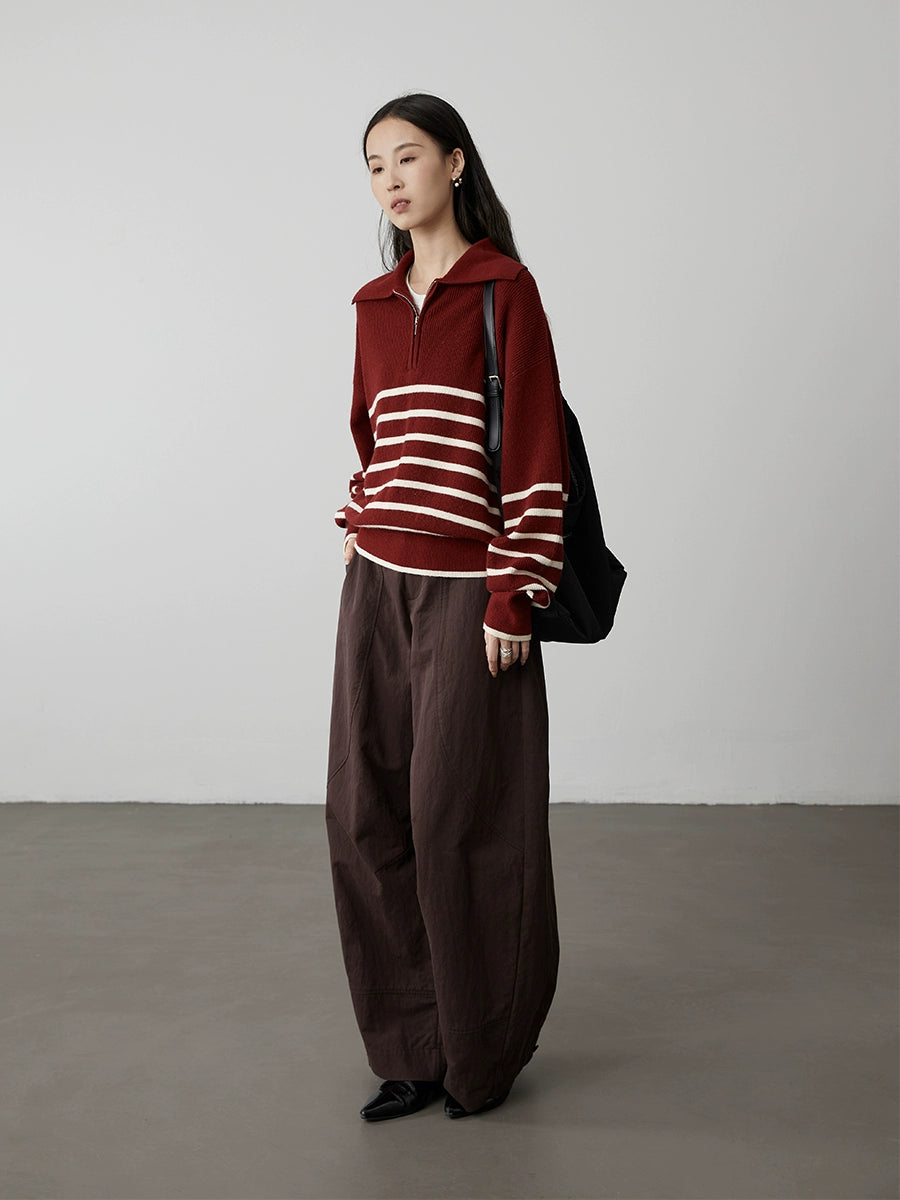 [Pantalones de sándalo rojo] Pantalones casuales de cintura alta, sueltos y rectos de CAREMIND, pantalones de pierna ancha con forma de hoz americana para niños 