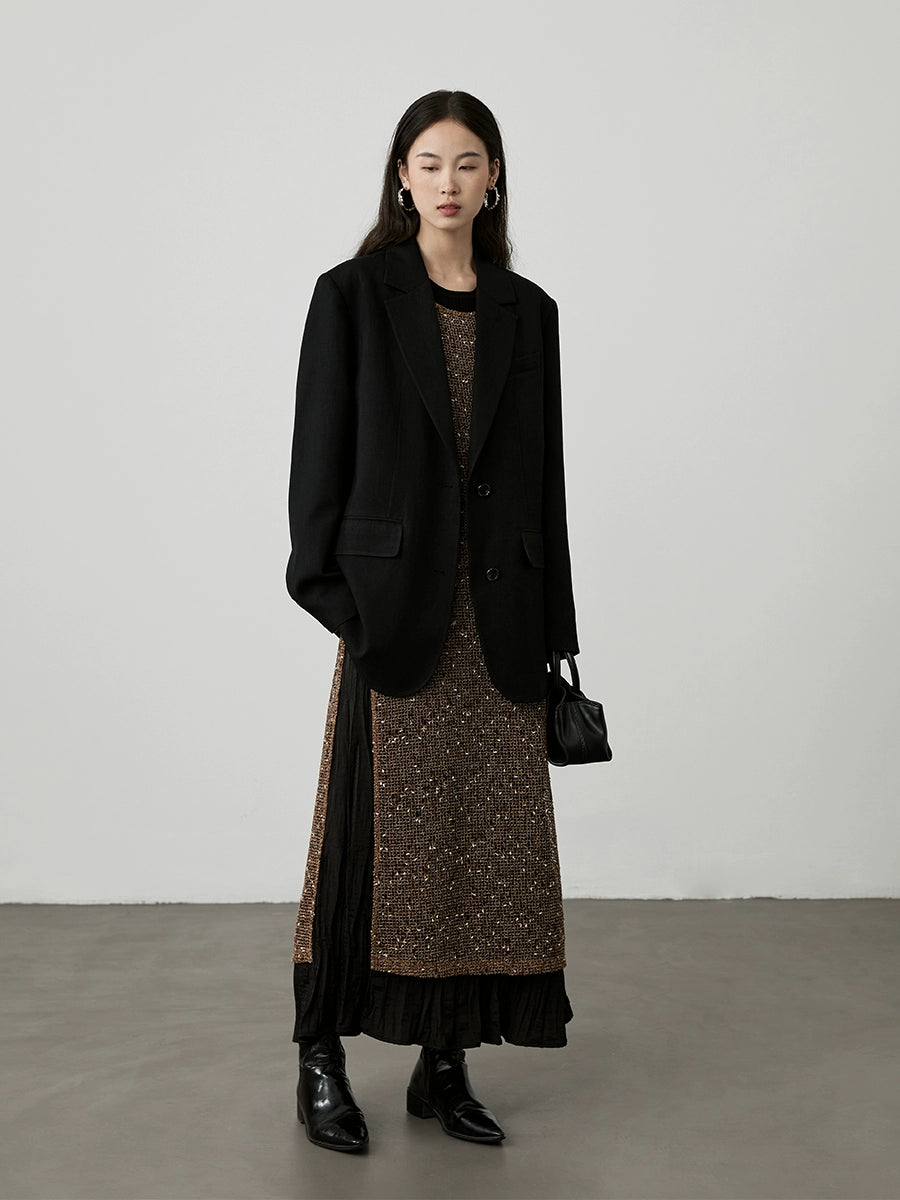 [Caballero negro] Traje de viaje retro premium con etiqueta negra de CAREMIND 100 % acetato 