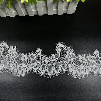 3776 Exquisito encaje de pestañas onduladas irregulares, bricolaje, vestido de novia, falda, costura, velo, cuello, accesorios de costura