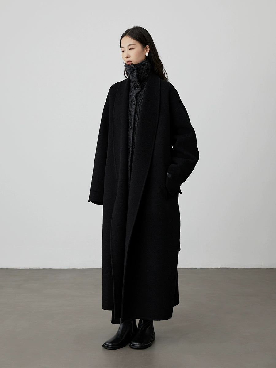 [Suéter de pan de agua alcalina] Chaqueta de suéter torcida de cuello alto coreana CAREMIND, abrigo largo de punto para mujer 