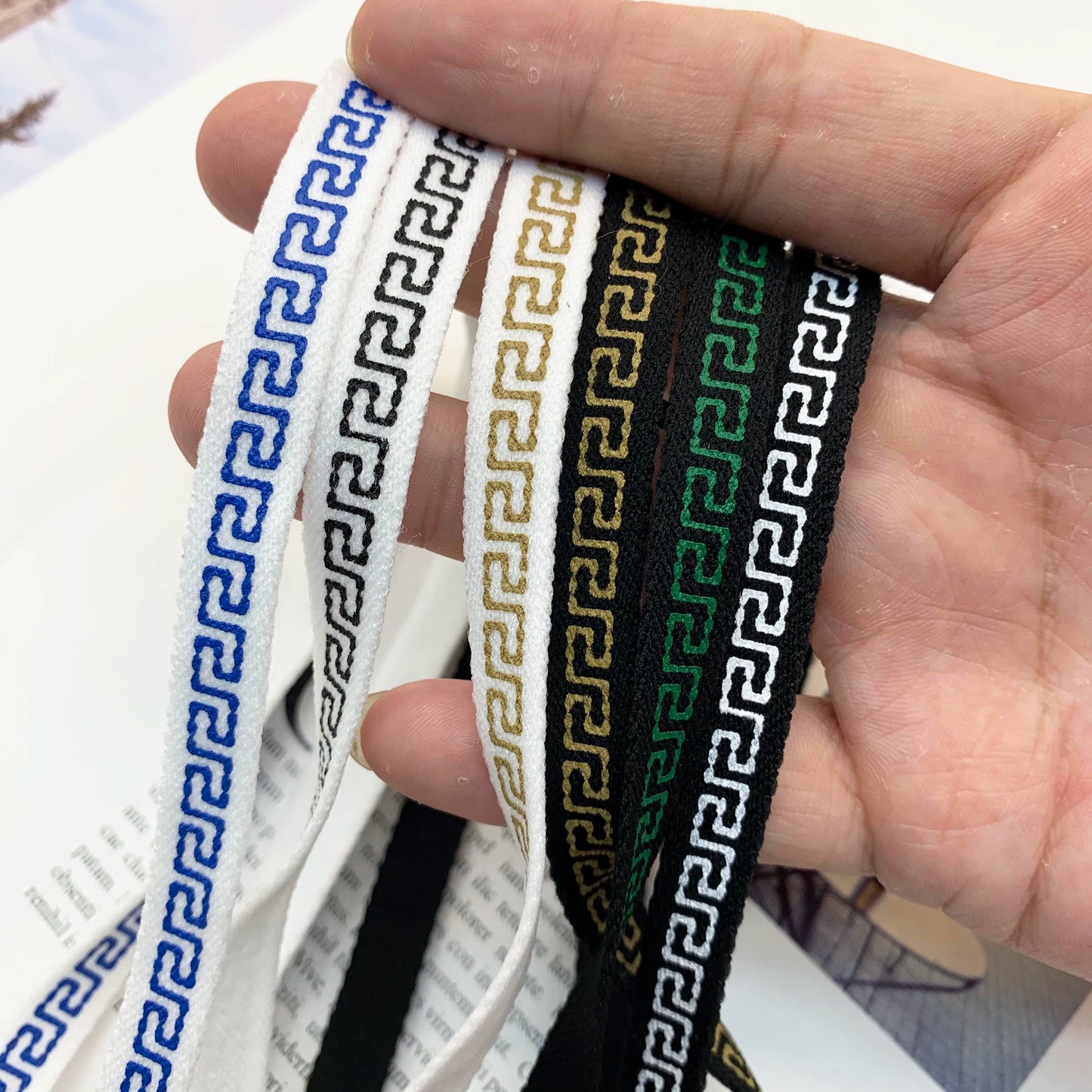 3870 Spot 1cm papel de color impresión accesorios de cincha tira de presión del borde del cuello trasero ropa de estilo étnico tira lateral tira de ribete