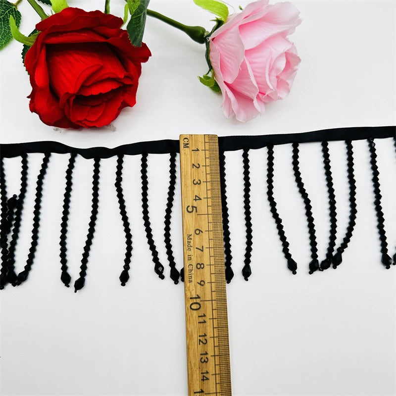 3729 Colgante de cristal de 9 cm de largo, hecho a mano, con flecos de encaje, para vestido de novia, decoración de cuello y hombro, accesorios para tocado