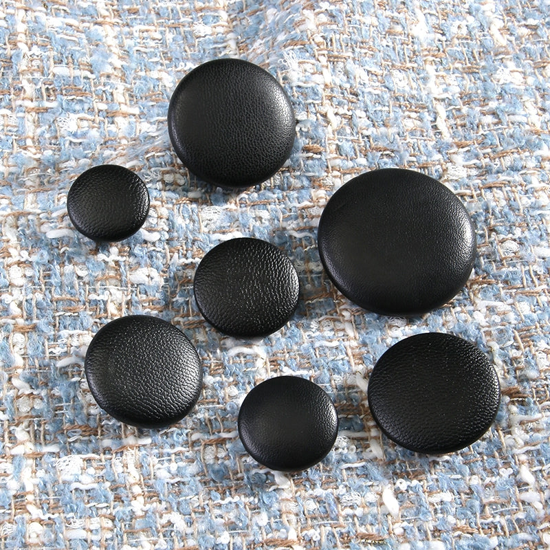 3374★  Black Leather Button Round Versatile Decorative Large Button Accessories Men's and Women's Coats Leather Sofa Button Holes